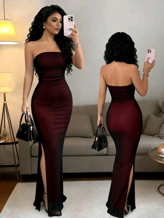 SHEIN Dresses & Skirts - Raffinéa Strapless Gradient Mesh  Slim-Fitting Hip-Hugging Long Dress